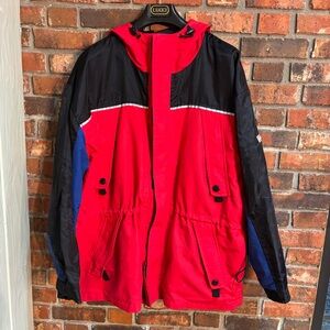 Field Gear mens vintage nylon winter colorblock jacket red/blue XL